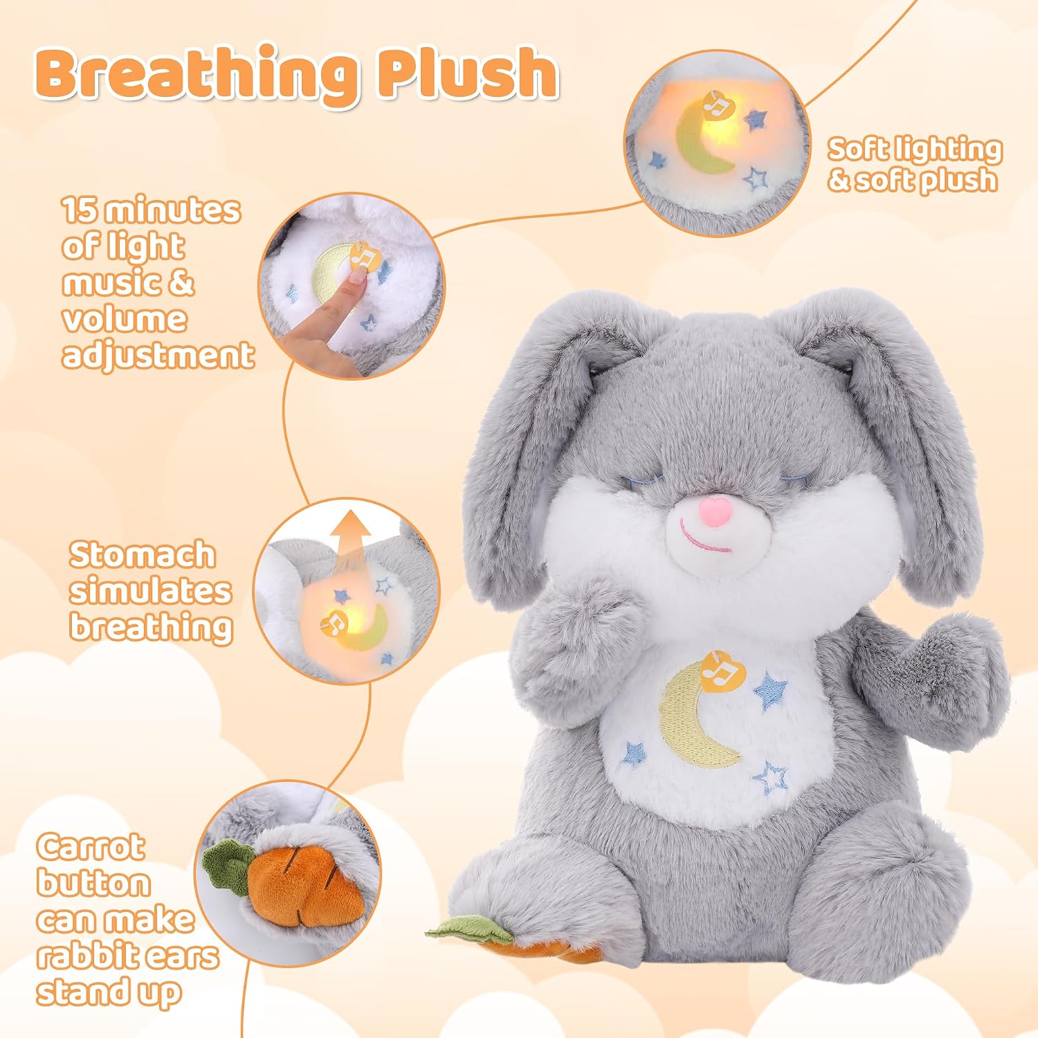 Detalle 2 de Edencomer Breathing Bunny Plush Baby Toy