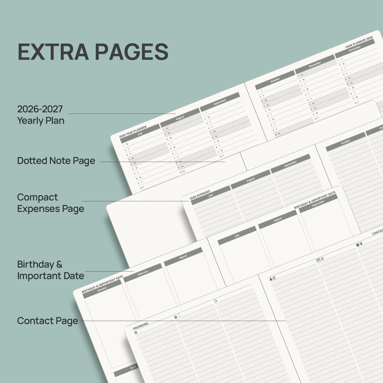 Detalle de POPRUN 2026–2027 Large Academic Planner, 8.5 x 10.5 in, 100 GSM Paper