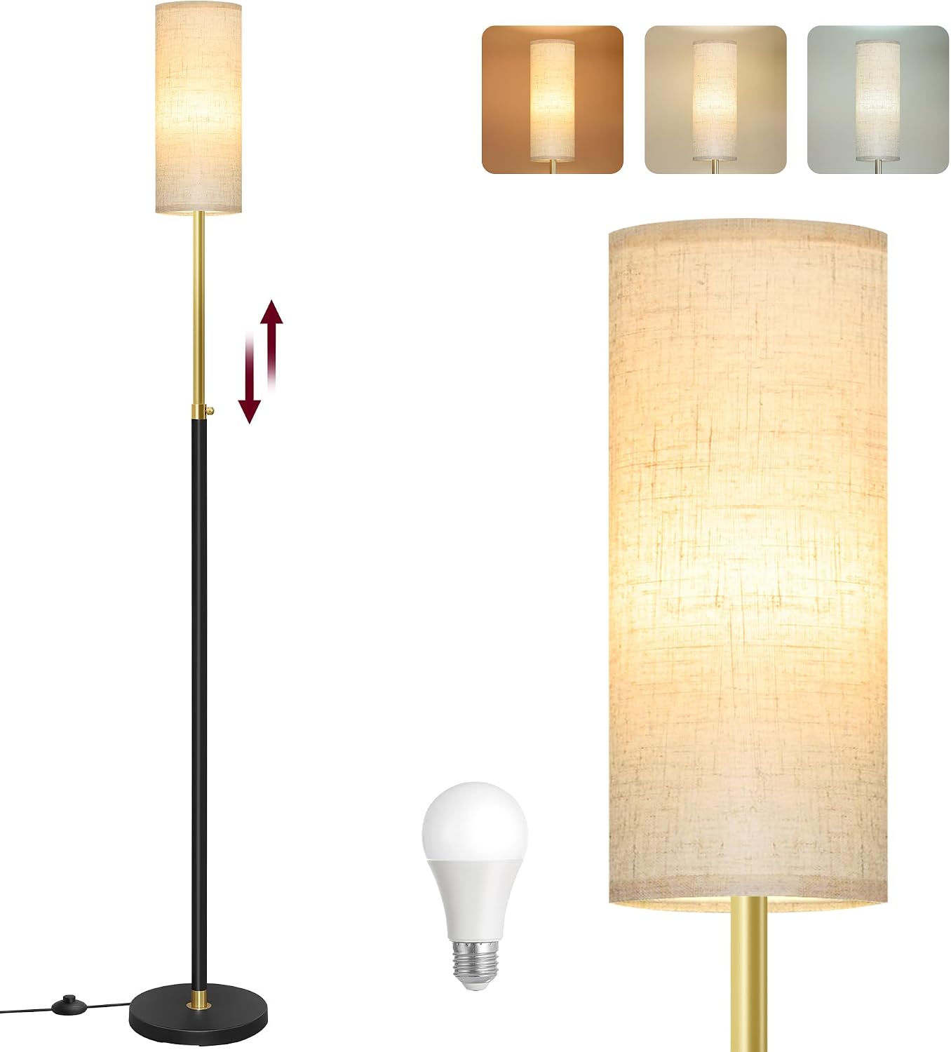 Thumbnail 6 de VASAGLE Lampada da Terra ad Arco LFL006BD02: regolabile 150–175 cm con attacco E27 e interruttore a pedale