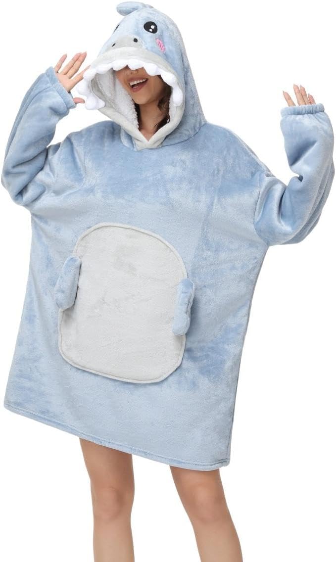 Thumbnail 6 de Chuangminghangqi Kuscheldecke zum Anziehen mit Ärmeln und Kapuze – oversized Hoodie-Deck e für Sofa & Winter