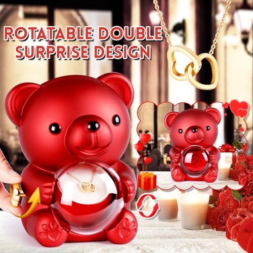 Thumbnail 1 de Aloskart Oso Rosa preservada con collar de corazón y caja de regalo