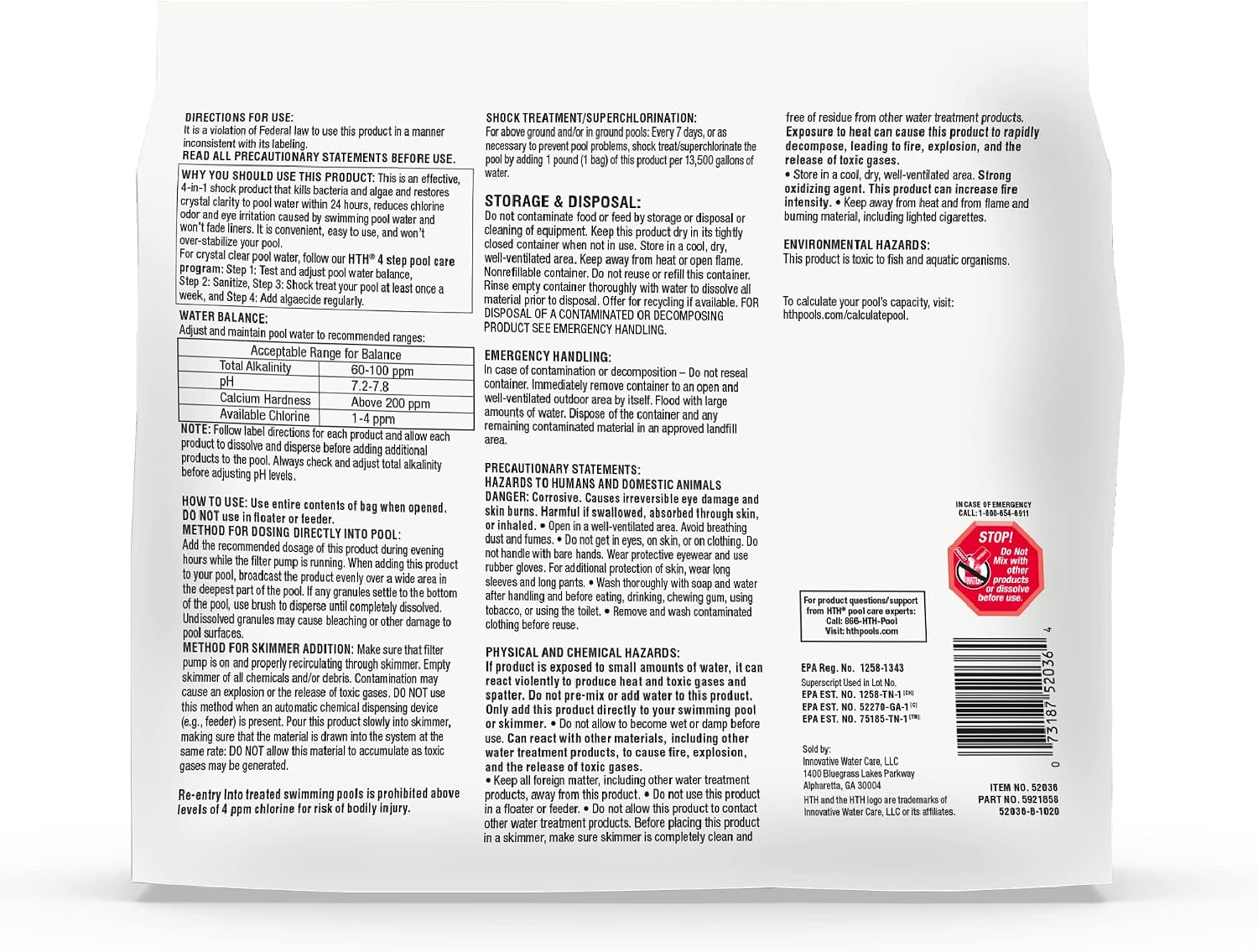 Thumbnail 1 de HTH 52036R Pool Care Shock Advanced (6 Pack)