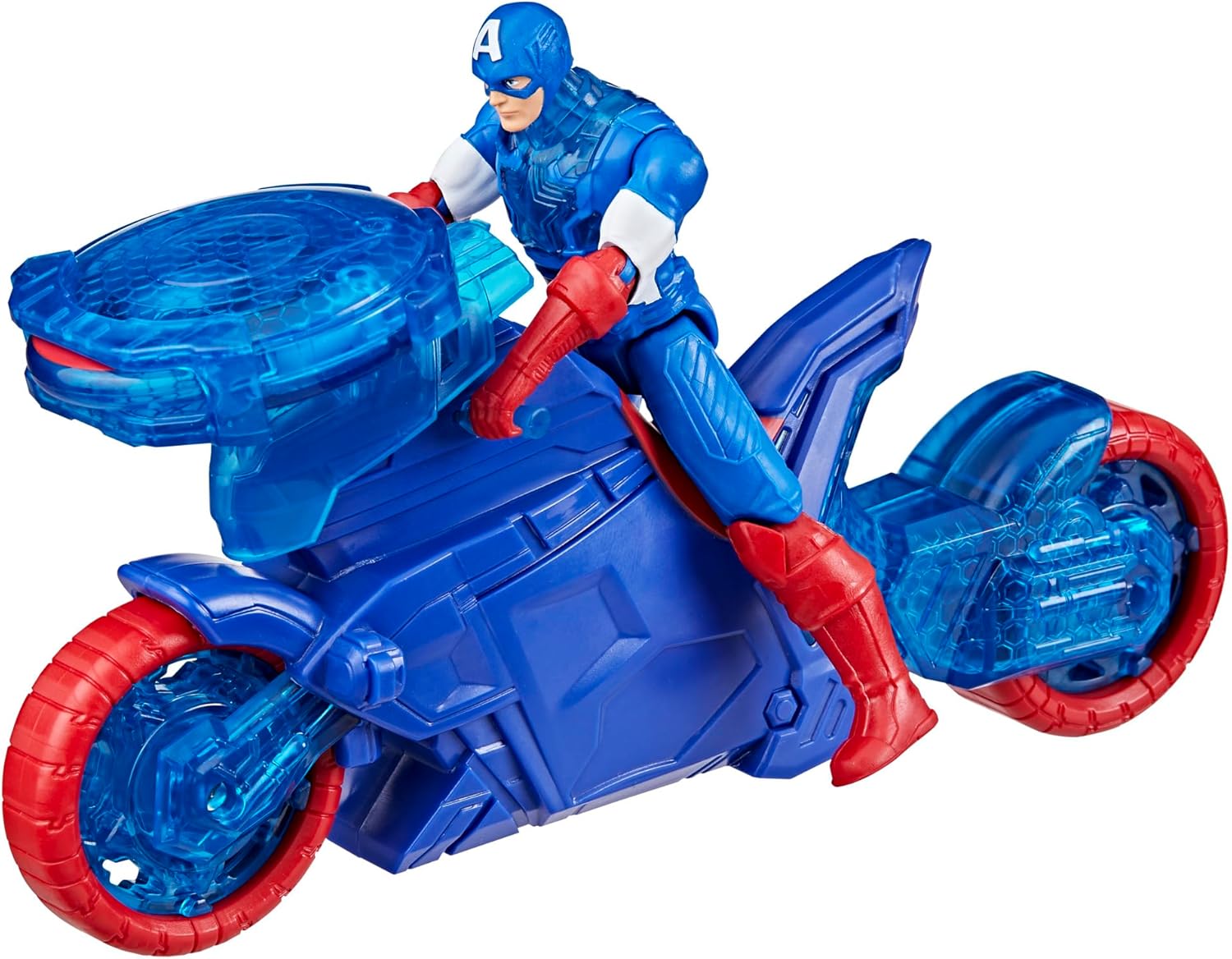 Thumbnail 3 de Marvel Avengers Epic World of Action Captain America Bike Set mit Schild-Abschuss, Figur & Spielzeug-Motorrad