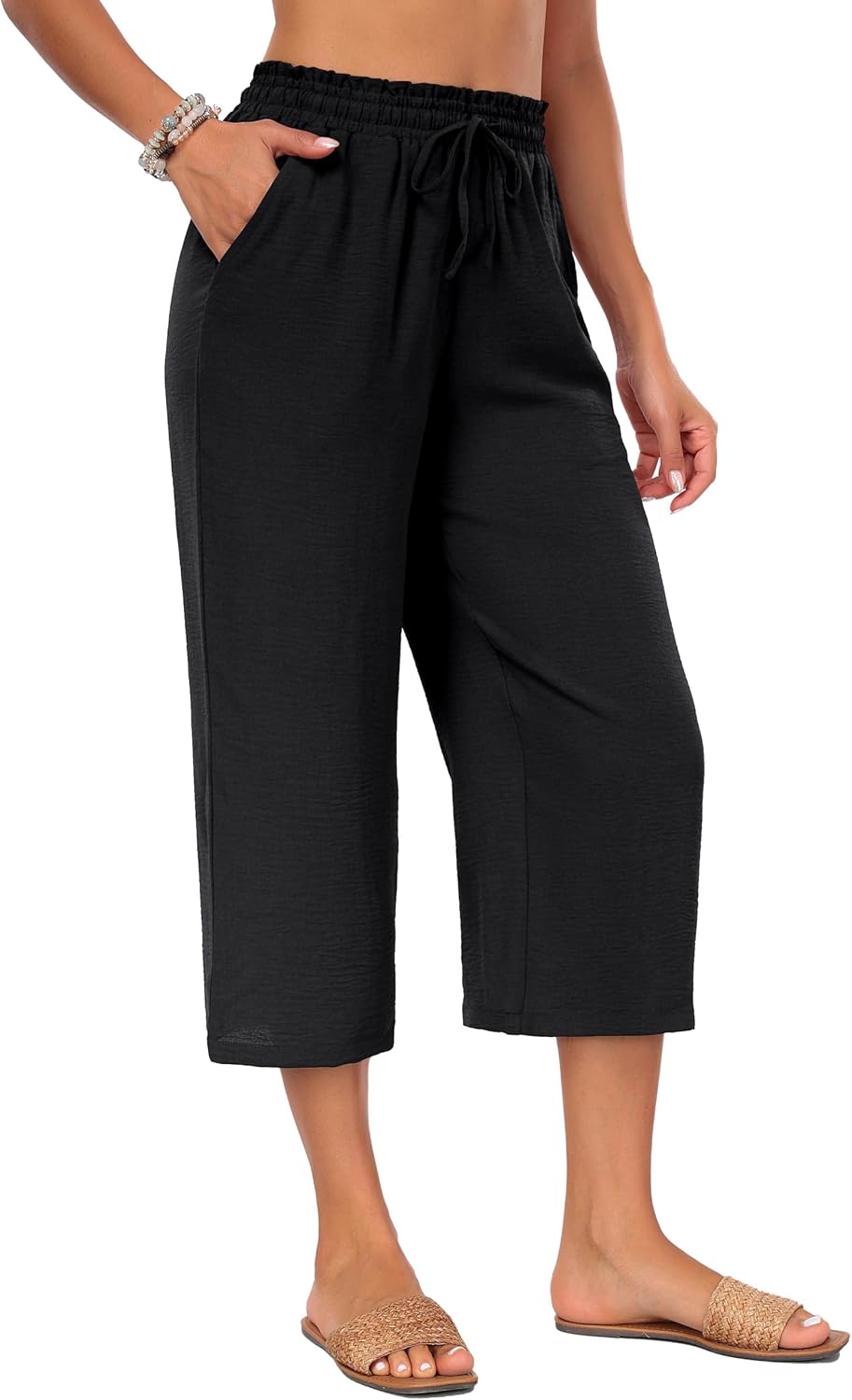 Detalle 2 de Neineiwu Damen Hosen Palazzohose High Waist