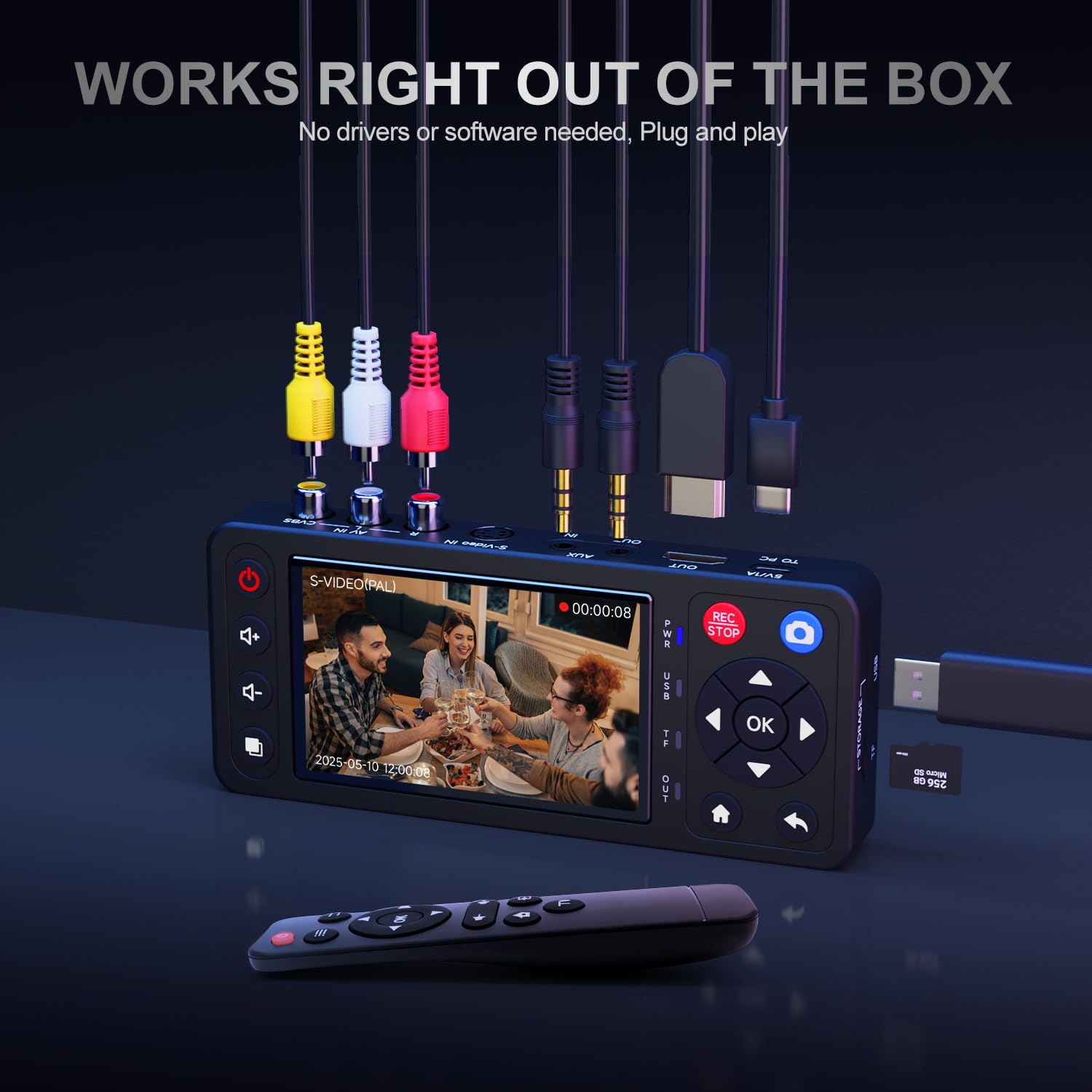Detalle 2 de VHS to Digital Converter with 4" HD Screen: Quick, Plug-and-Play Capture for Your Tapes