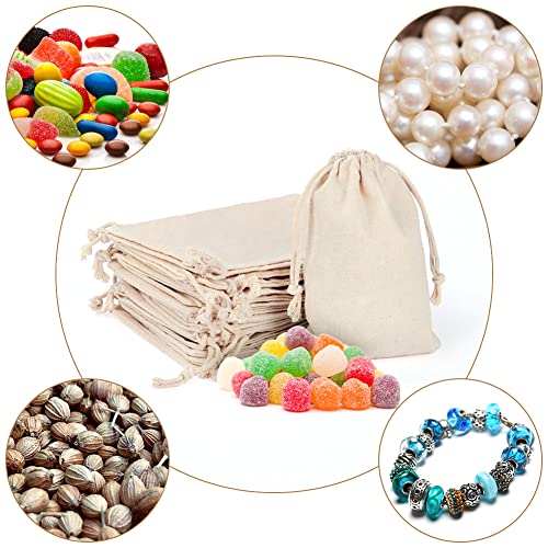 Detalle de Aucuu 25PCS Bolsas de Algodón 10 x 15 cm: pequeñas, resistentes y reutilizables para regalos y eventos