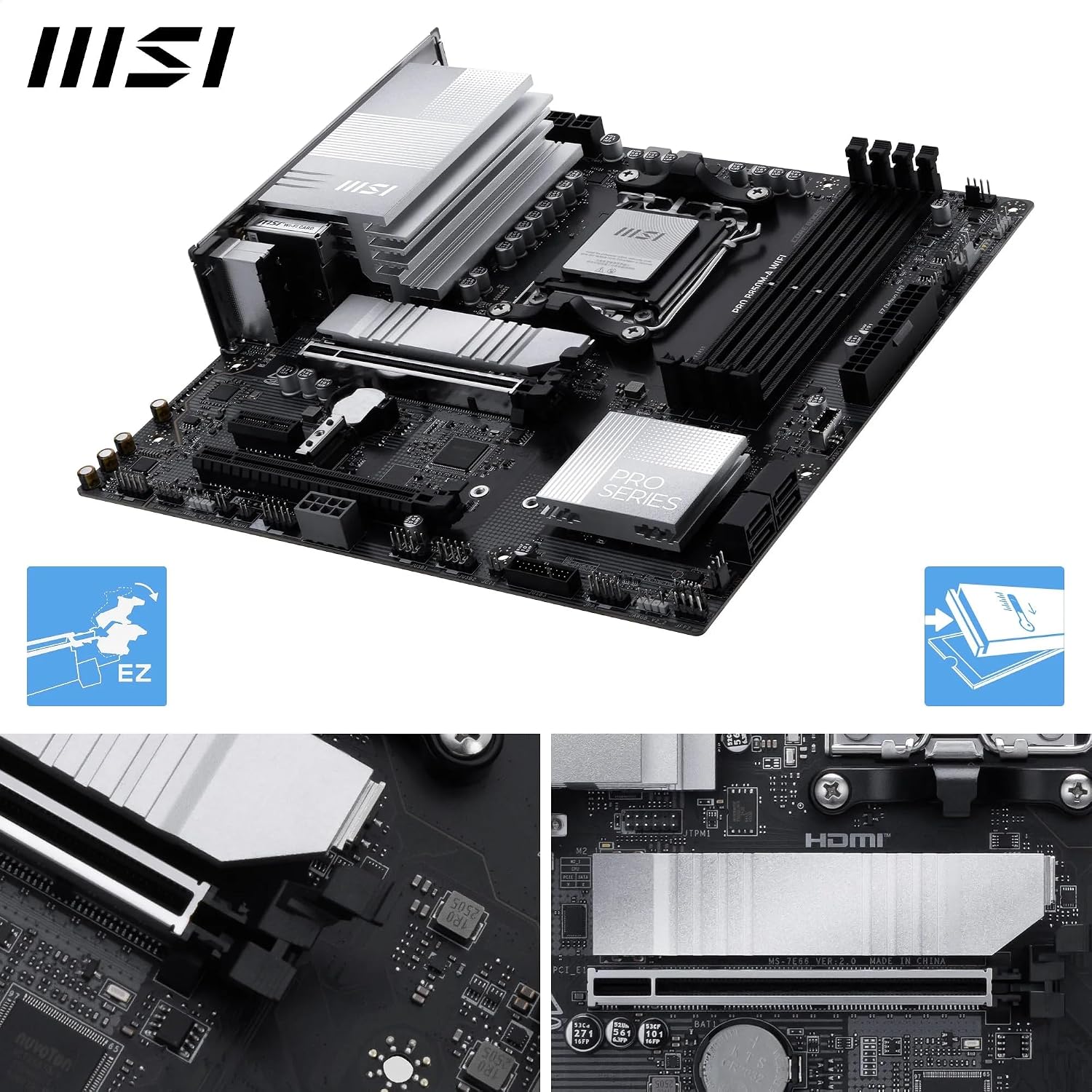 Detalle de MSI PRO B850M-A WiFi Motherboard