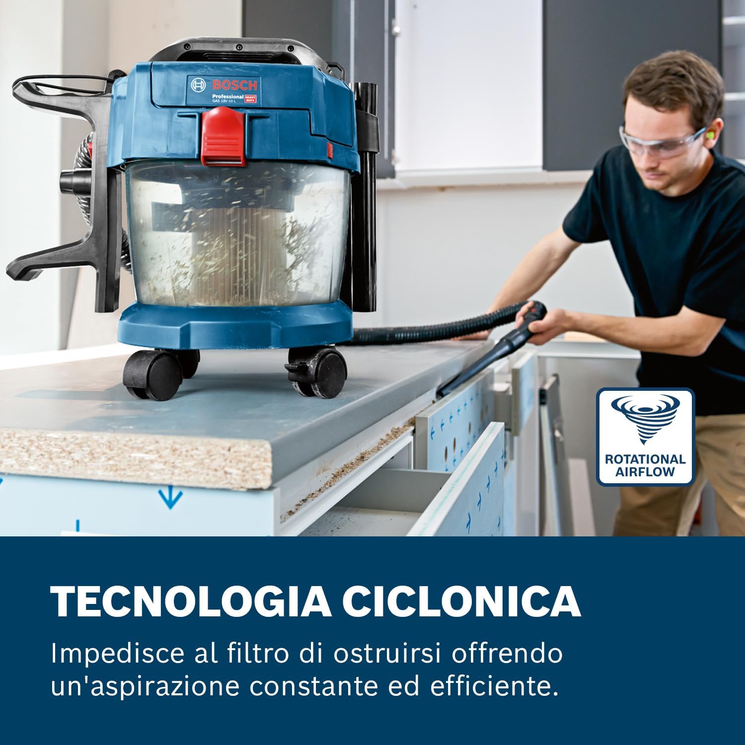 Thumbnail 1 de Bosch GAS 18V-10 L: aspiratore industriale senza filo per uso umido/secco