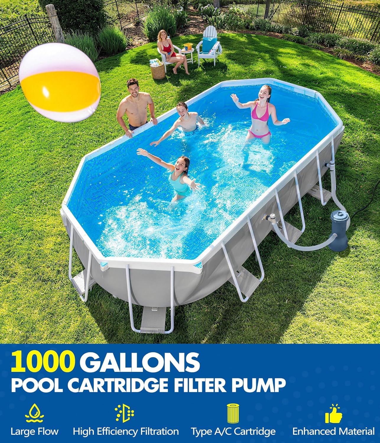 Detalle 2 de KimFilter Pro Series 1000 GPH Above Ground Pool Filter Pump