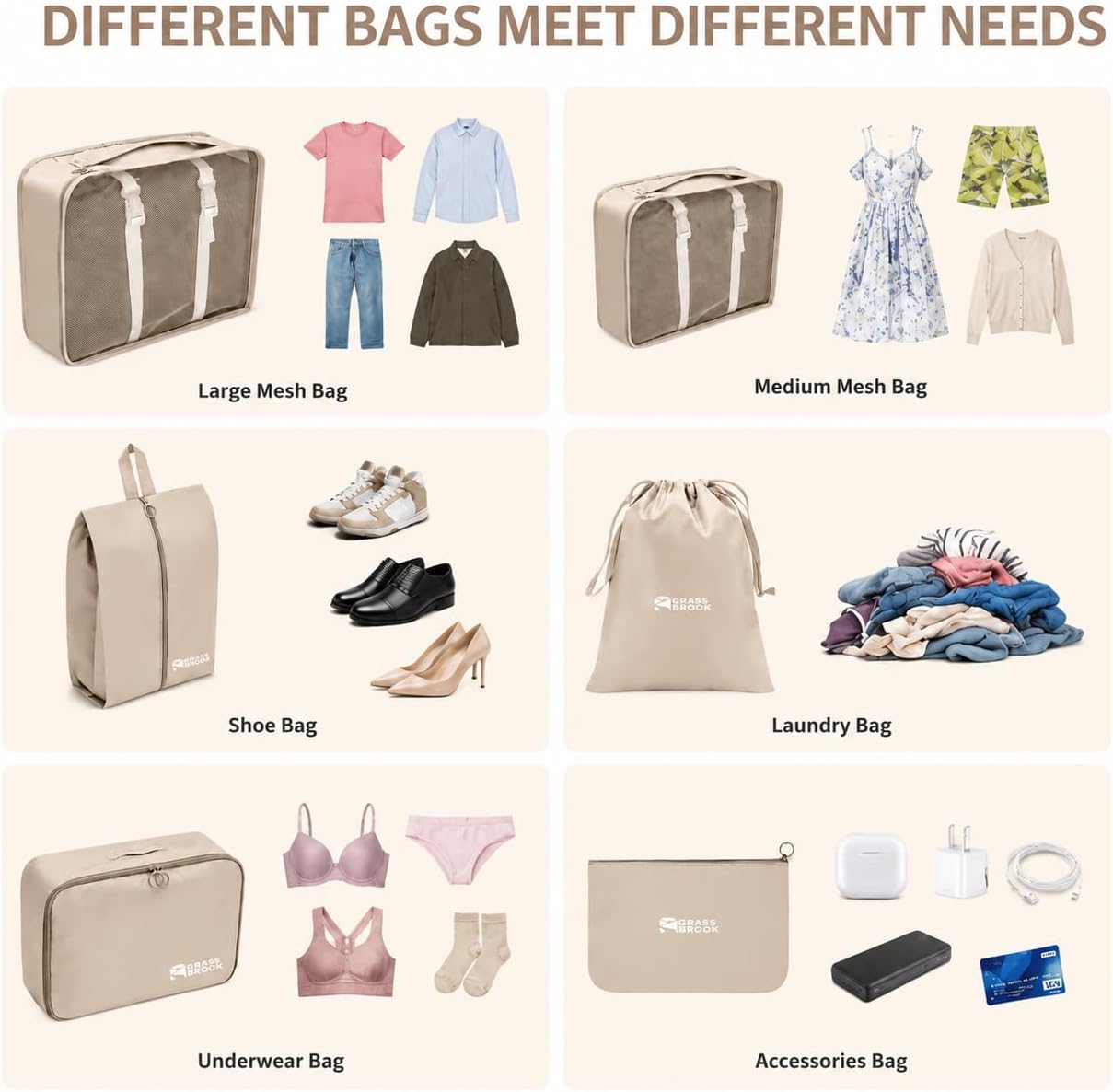 Detalle de Packing Cubes, Beige