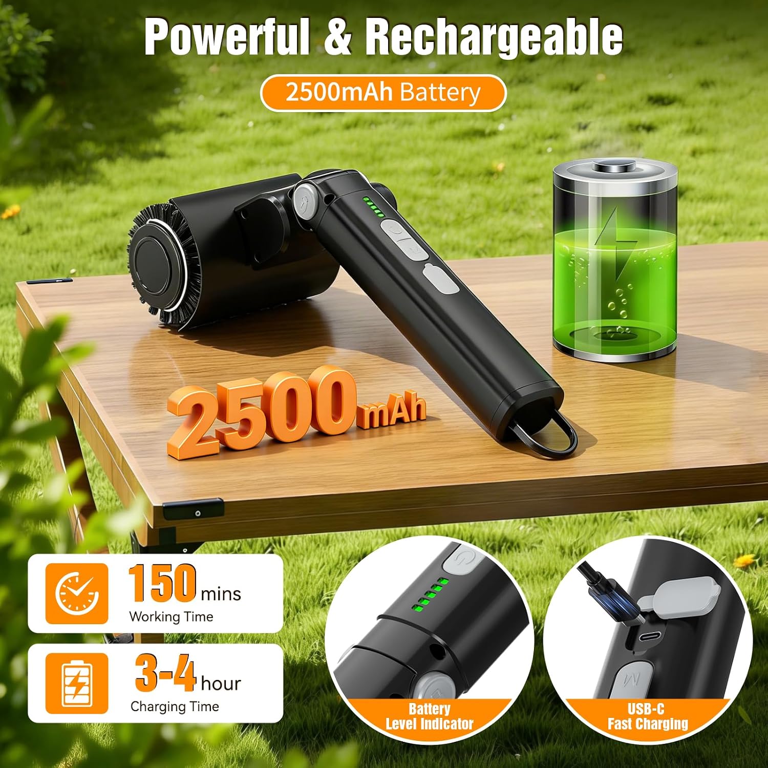 Thumbnail 4 de 2026 Upgraded Electric Grill Brush for Outdoor: Cordless BBQ Cleaner with 3 Replaceable Heads