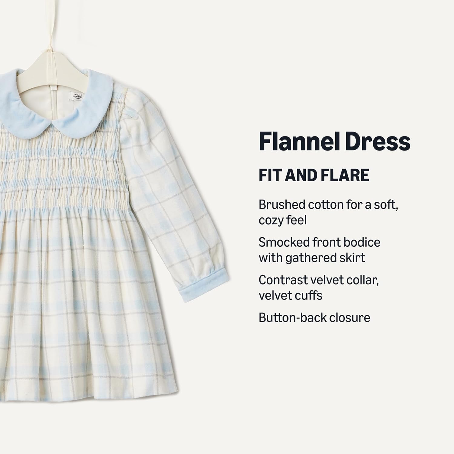 Detalle de Amazon Essentials x Sofia Grainge Toddler & Baby Girls' Long Sleeve Flannel Dress