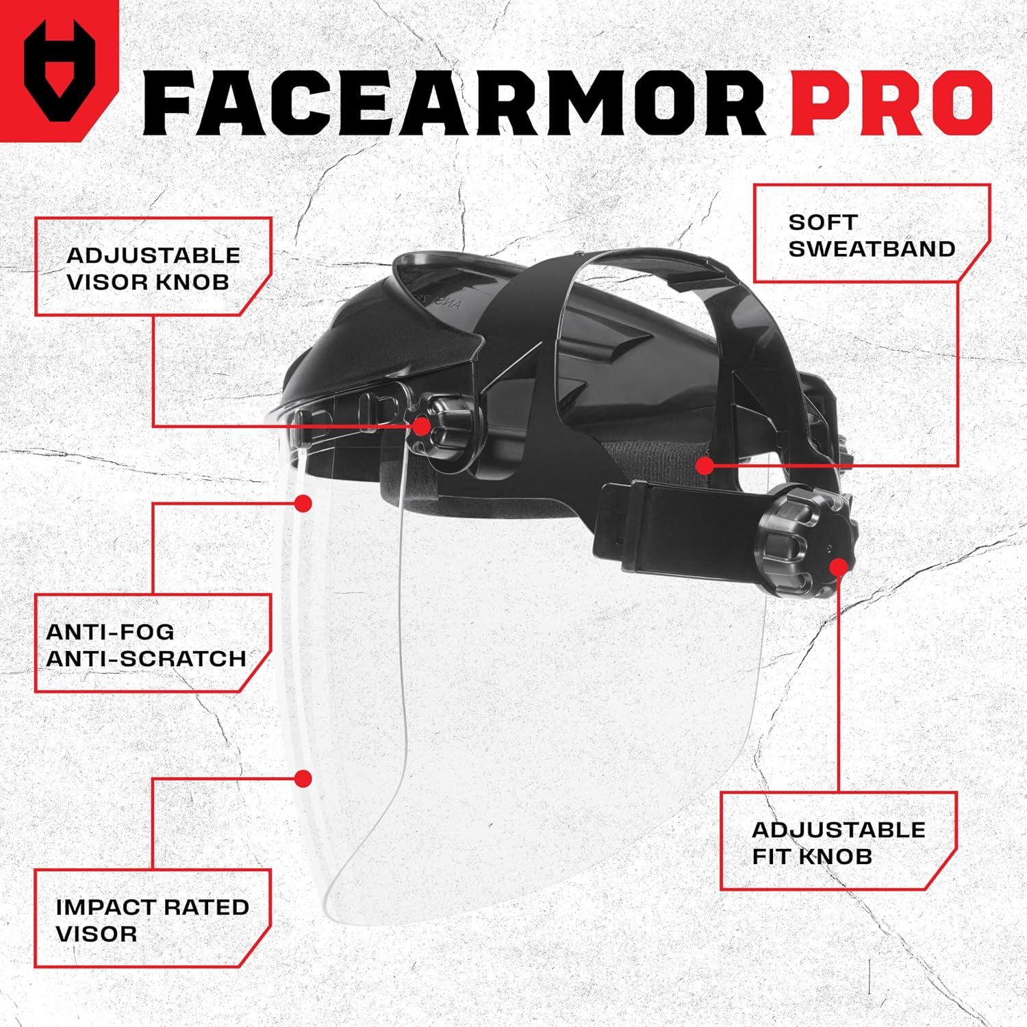 Detalle de NoCry FaceArmor Pro Premium Safety Face Shield, Anti-Fog Polycarbonate Visor