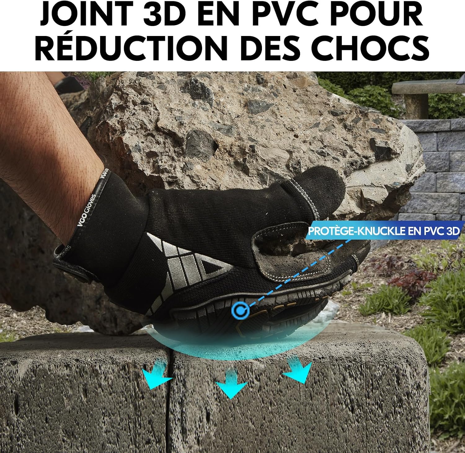 Detalle de Vgo... Lot de 3 paires de gants de travail anti-vibrations SL8849,9 (L) noir et doré