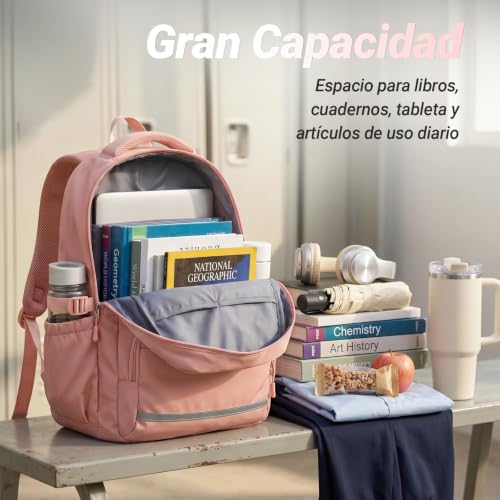 Detalle de Taygeer Mochila Instituto para Mujer Adolescente Rosa, 30L, 0,55 kg, impermeable