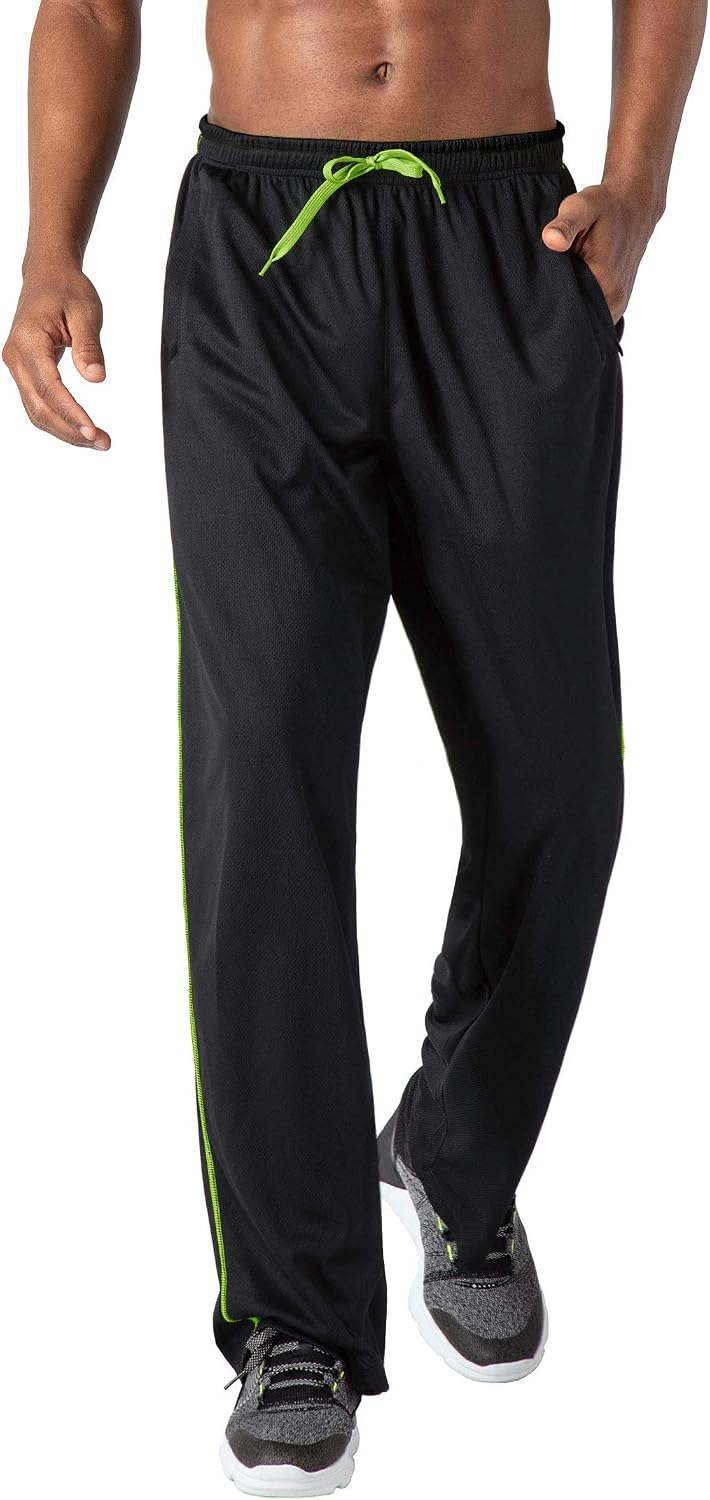 Detalle de KEFITEVD Herren leichte Jogginghose mit Meshgewebe, Zip-Taschen & offenem Beinabschluss