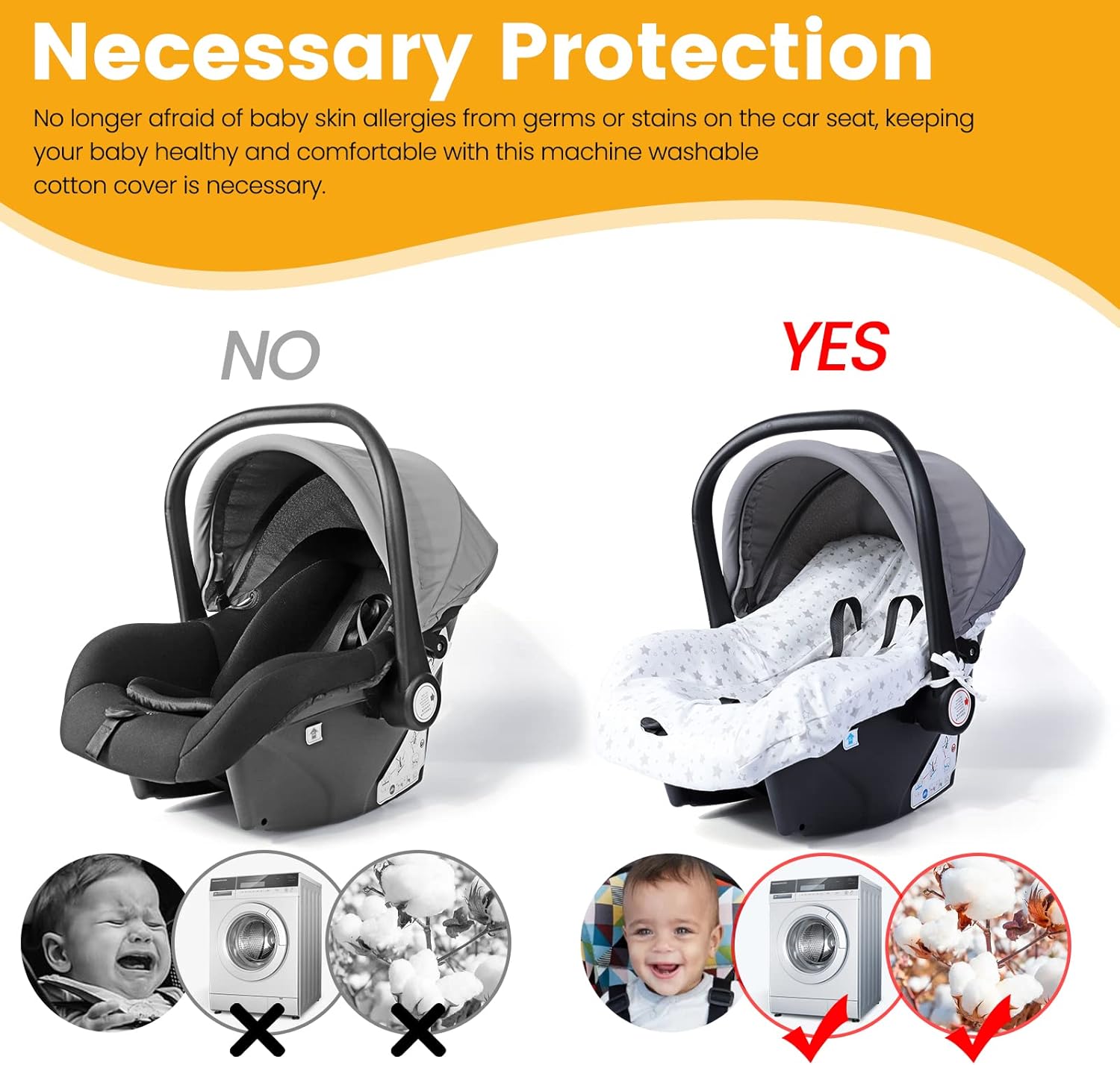 Thumbnail 3 de Orzbow Housse Siège Auto Bébé pour Cosy – coton respirant et lavable, universelle
