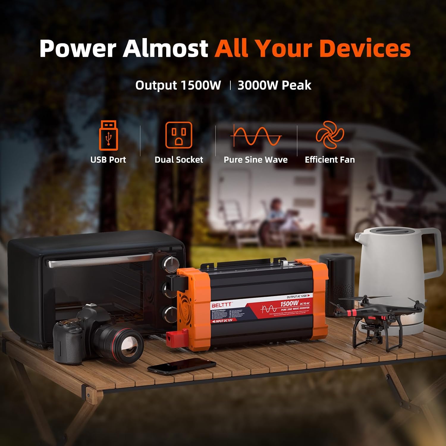 Detalle de BELTTT BAP1500A 1500W Pure Sine Wave Inverter with LCD Display