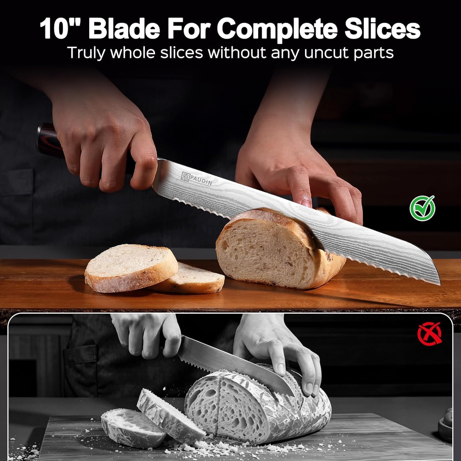 Thumbnail 2 de PAUDIN N4 8-Inch Bread Knife with Serrated High-Carbon Stainless Steel Blade