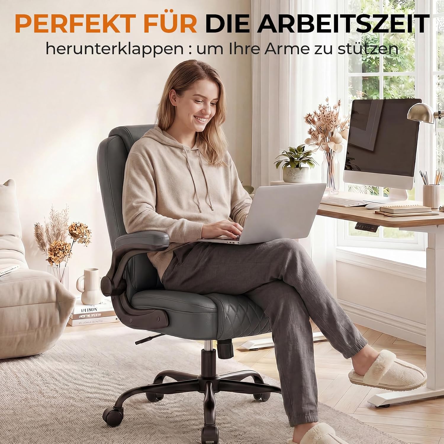 Thumbnail 6 de GTPLAYER Ergonomischer Bürostuhl – Chefsessel mit hoher Rückenlehne, 180 kg Belastbarkeit, PU-Leder, höhenverstellbar und 90° klappbare Armlehnen