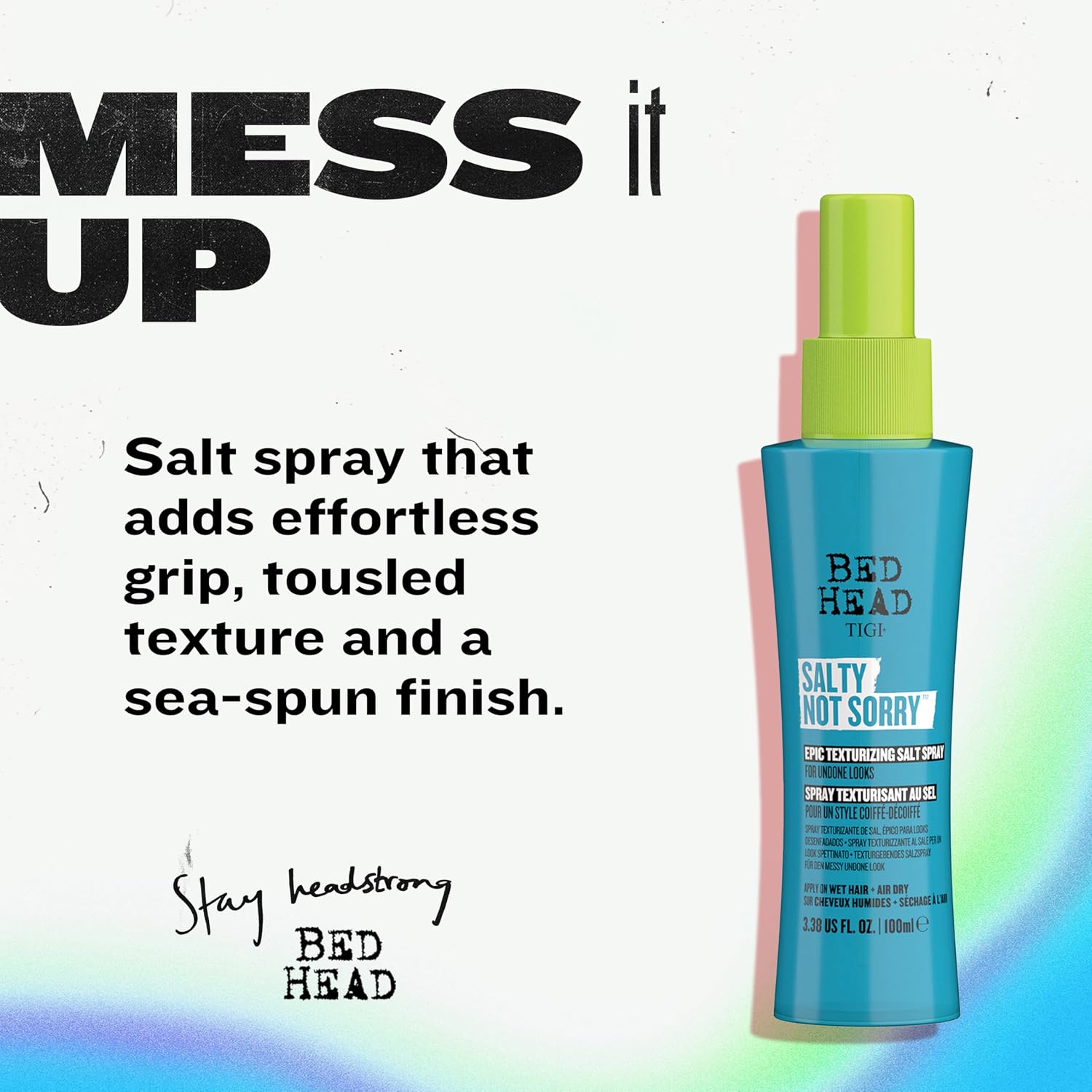 Detalle de Bed Head by TIGI Salty Not Sorry Hair Texturising Salt Spray – spray salin pour un effet plage naturel