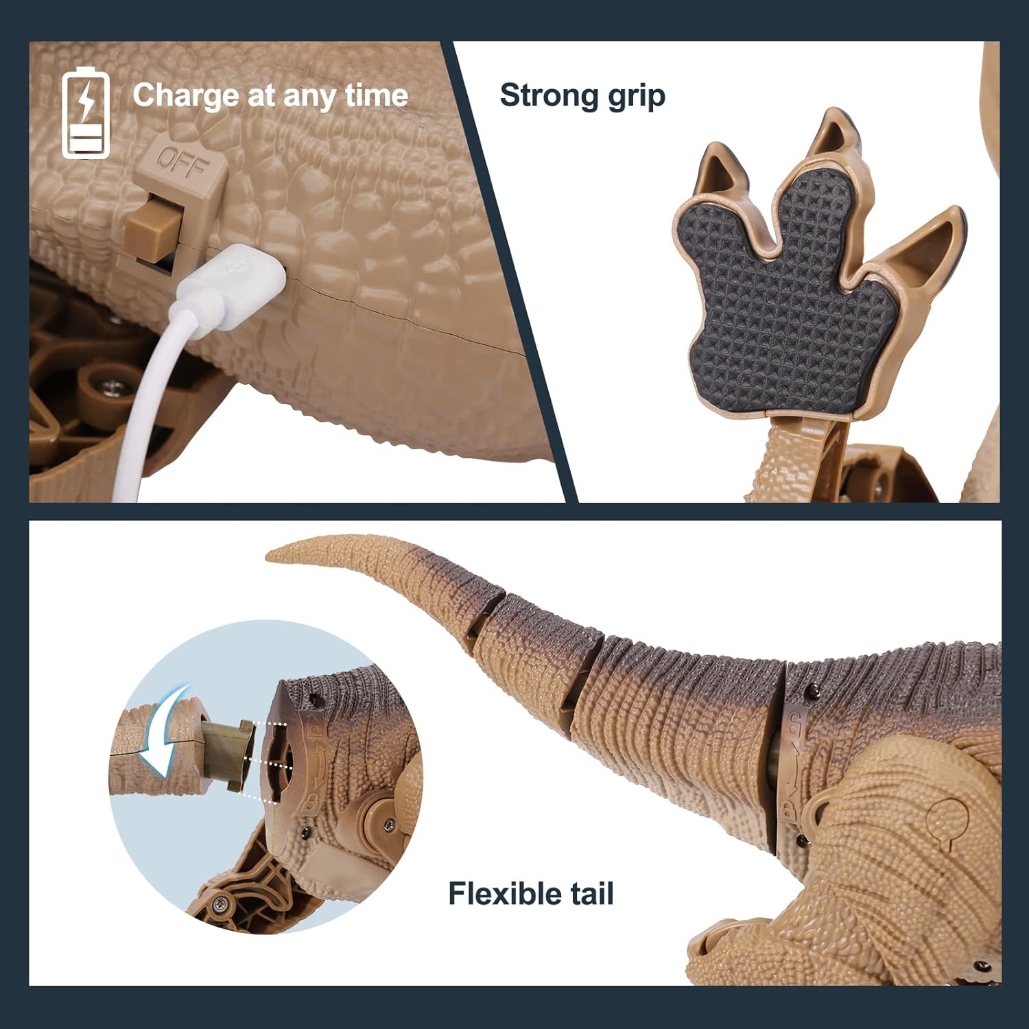 Detalle 1 de VERTOY Remote Control Dinosaur Toys: Realistic Big T-Rex RC Walking Dino Gift for Kids