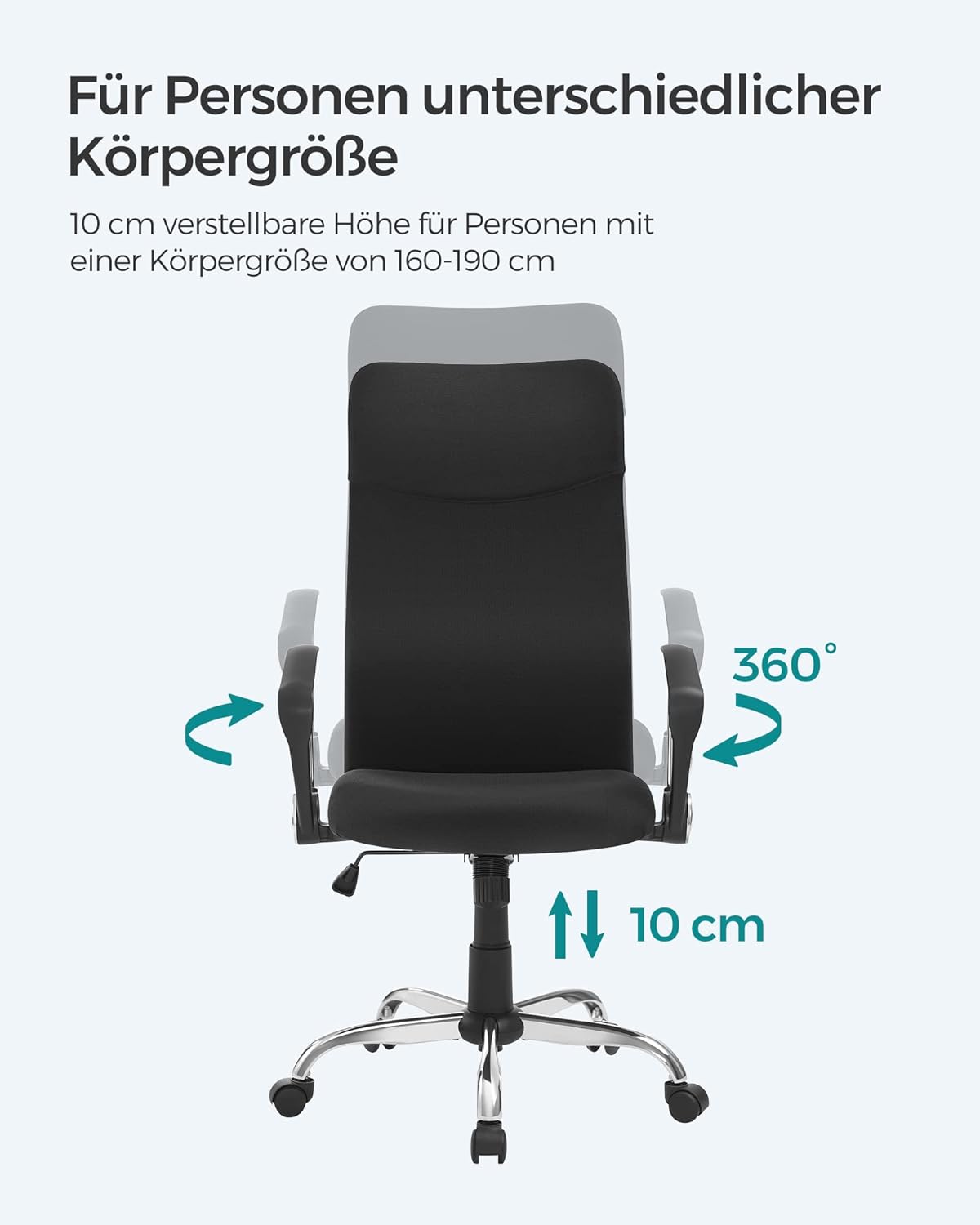 Thumbnail 6 de SONGMICS OBN034B01 Bürostuhl mit S-förmiger Rückenlehne, höhenverstellbar und neigbar bis 120 kg
