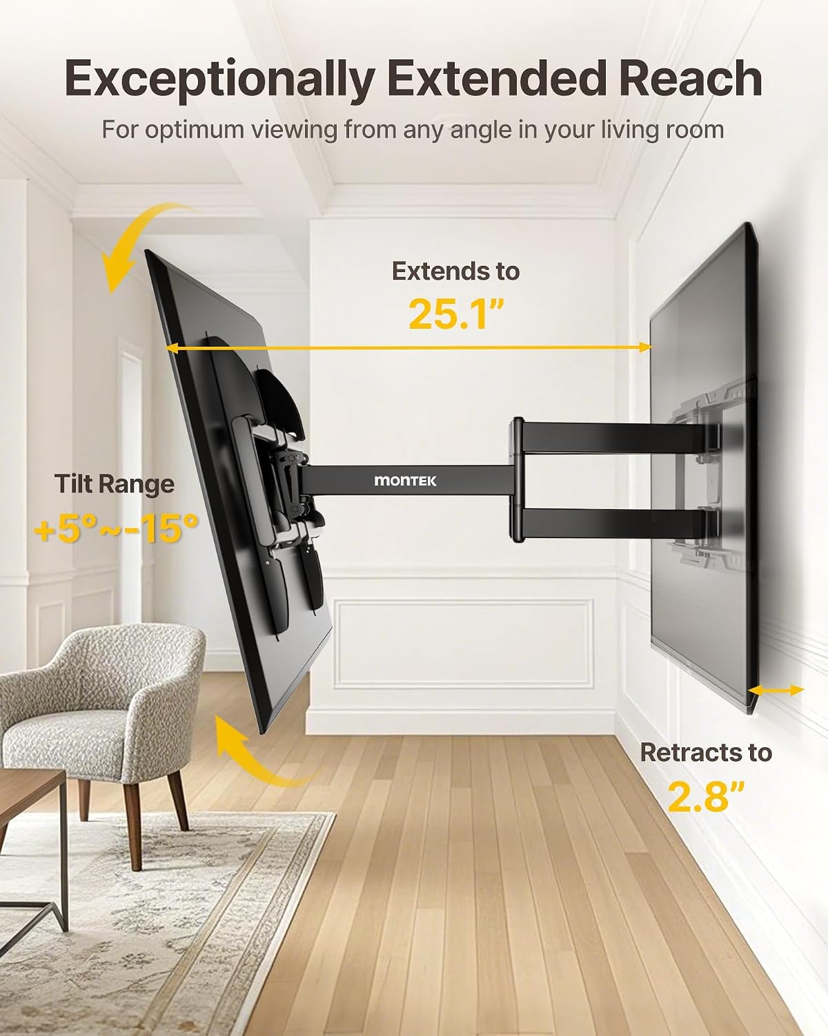Thumbnail 3 de monTEK Heavy Duty TV Wall Mount for 37-90 Inch TVs up to 165 lbs