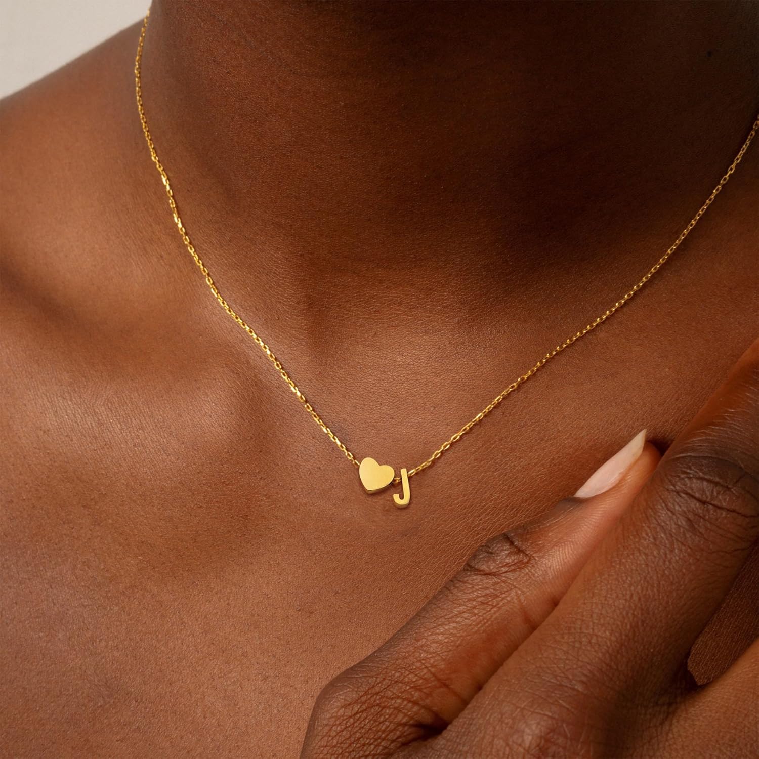 Thumbnail 1 de RMMD Kette Gold Silber Damen – 18K Geprüft Vergoldete Herzinitialkette mit Buchstaben (K) | Geschenkidee für Damen