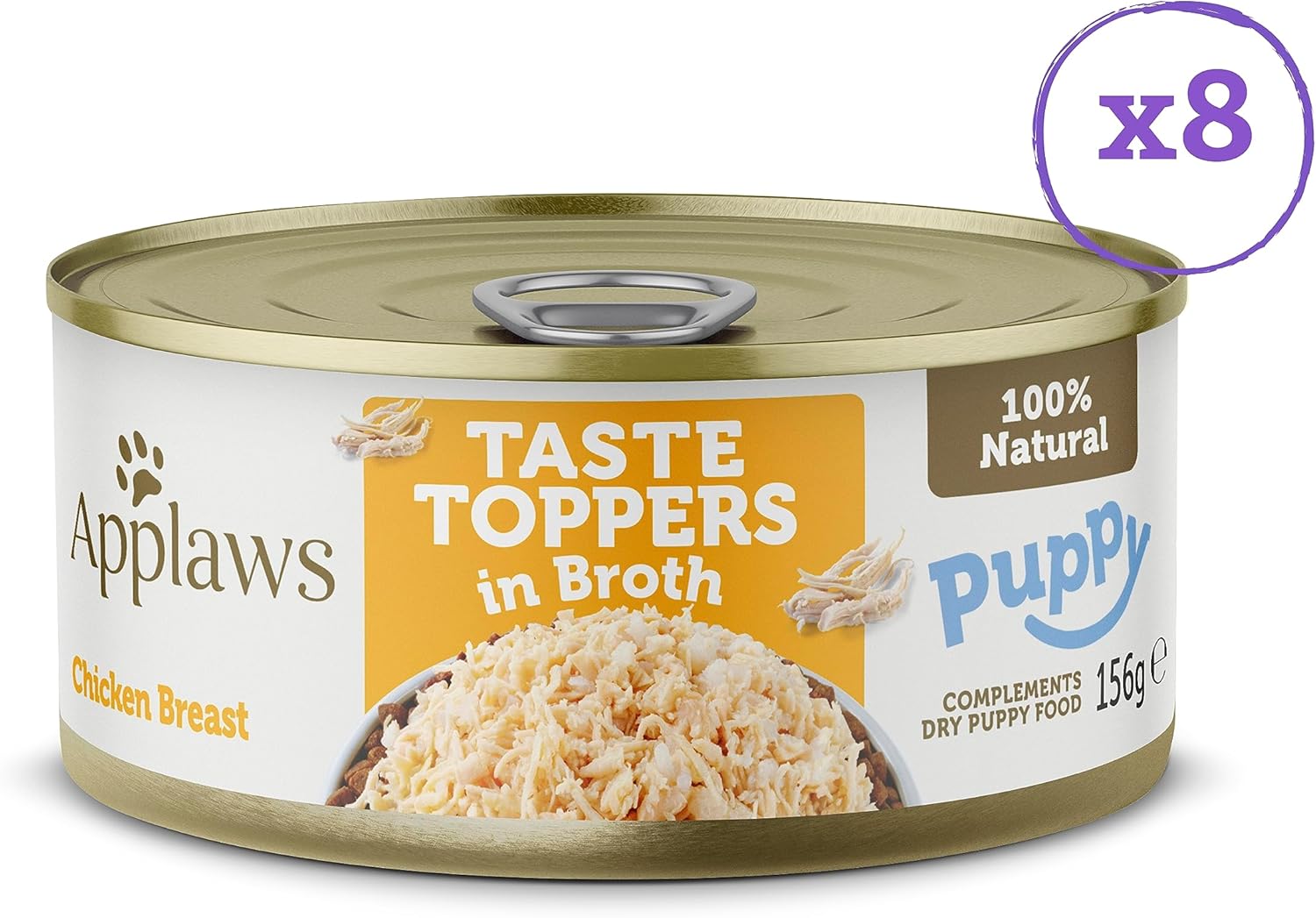 Detalle de Applaws 100% Natural Wet Puppy Food Can: Petto di pollo con riso in brodo per cuccioli (156 g, confezione da 8)