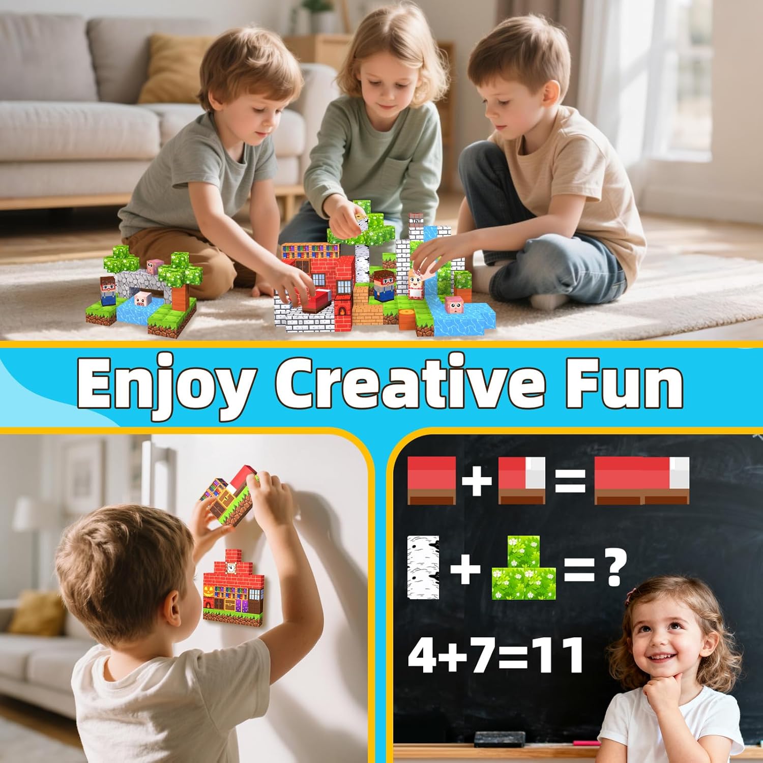 Thumbnail 6 de EchoPlan 200PCS Magnetic Blocks (1-inch) STEM magnetic cube building set for kids ages 3+