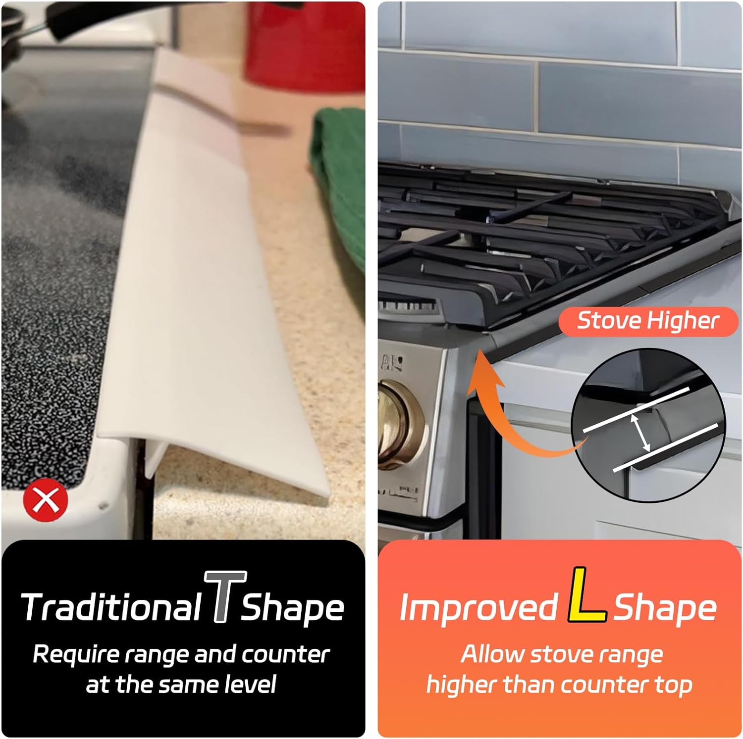 Detalle 1 de ACPULSE SGC-MAIN-01 Stainless Steel Stove Gap Covers, Adjustable 13.8–27.6 in, 2-Pack