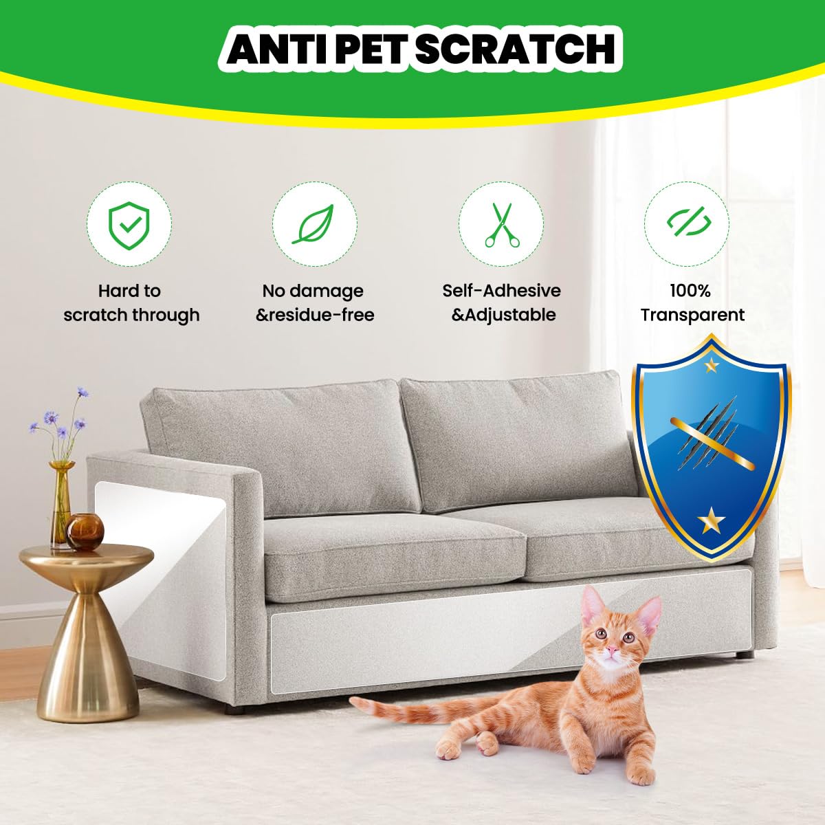 Detalle de Petslucent Cat Anti Scratch Tape Door Protector (Clear self-adhesive, 20CM x 5M)