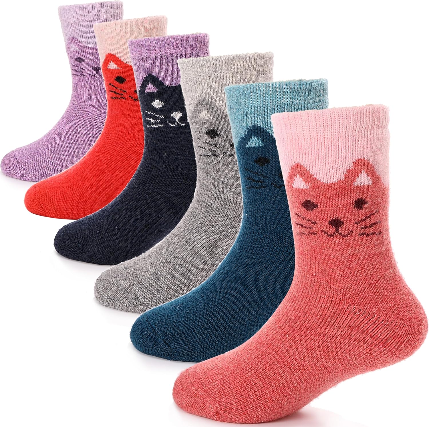 Detalle de ANTSANG Kids Merino Wool Hiking Socks, 6-Pair Crew Boot Socks