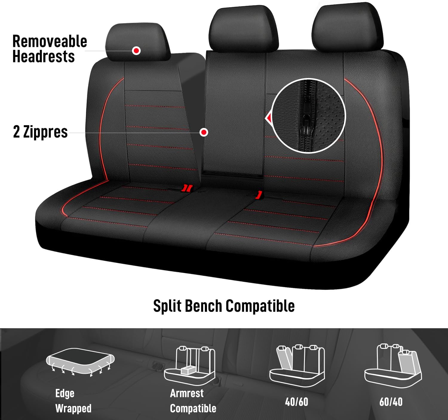 Detalle de CAR PASS Leather Back Seat Cover waterproof bench 95%