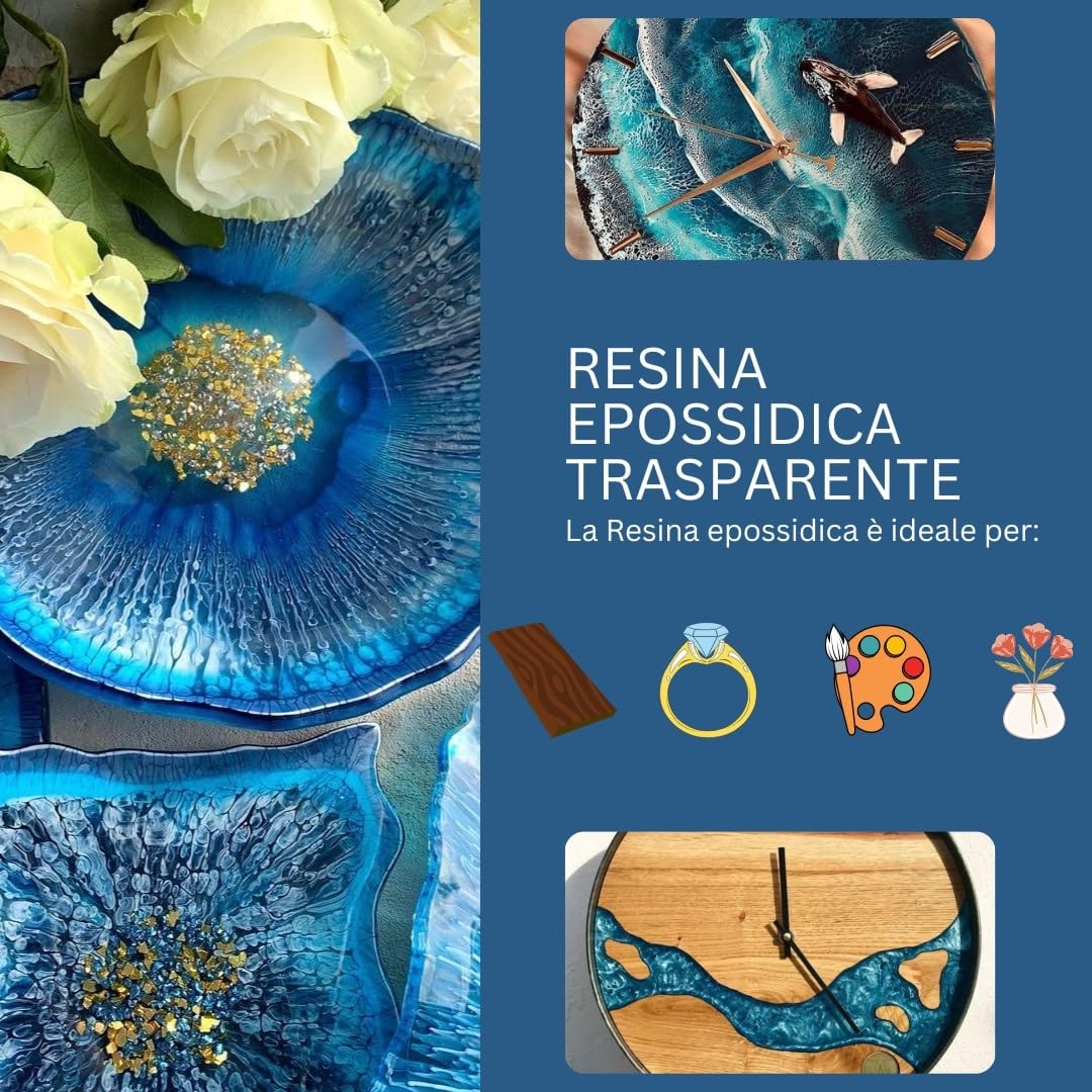 Detalle 2 de Resin Pro ® 160 gr: Resina epossidica Ultra Trasparente Atossica, kit completo per creazioni artistiche e DIY