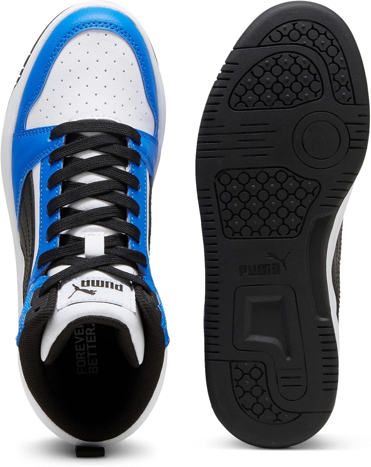 Detalle de PUMA Rebound V6 MID JR Unisex Kinder Sneaker – robust, vielseitig und bequem