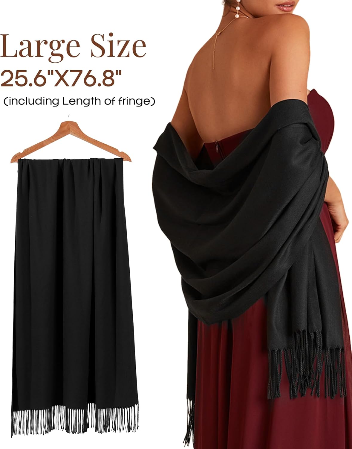 Thumbnail 5 de FURTALK Butter-Soft Pashmina Shawl Wrap for Women (70% Polyester, 30% Viscose)