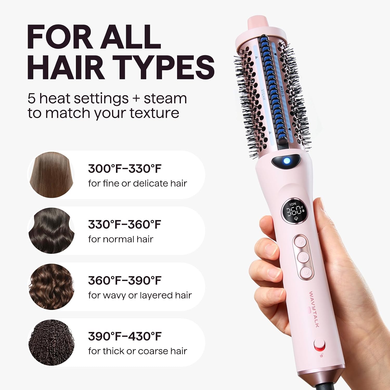 Thumbnail 6 de Wavytalk Steamlift Pro Steam Thermal Brush, 1.57-Inch Ceramic Barrel, Ionic Styling