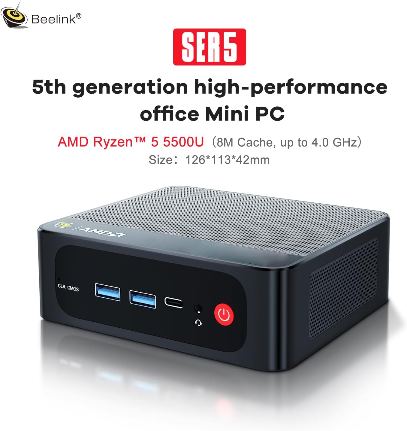 Detalle 2 de Beelink SER5 Mini PC W11 Pro with Ryzen 5 5500U — 16GB RAM, 500GB NVMe, Triple 4K Display