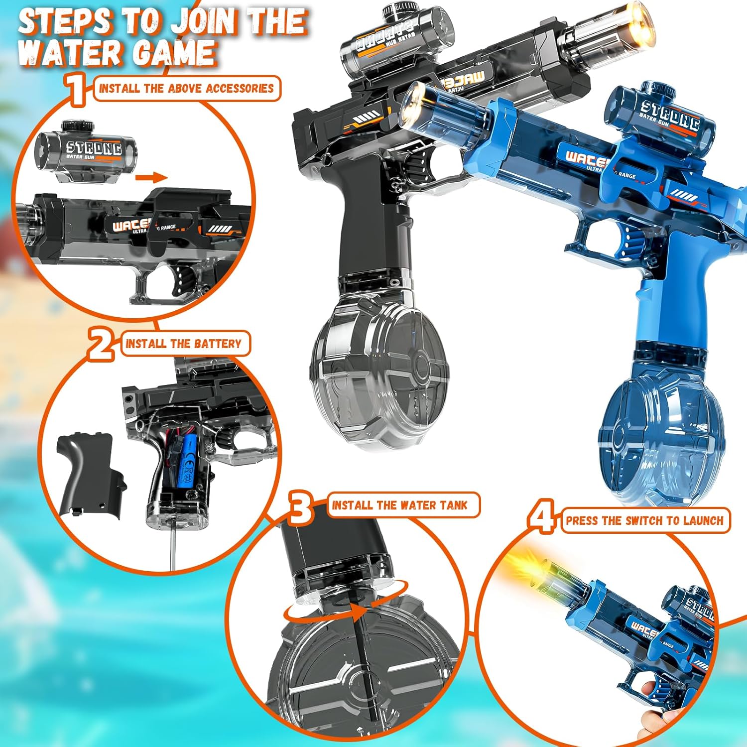 Thumbnail 5 de Doloowee Electric Water Gun: 300ml, 6m Range, LED Lights for Night Play