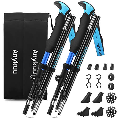 Detalle de Anykuu Bâtons de Marche Nordique 2 PCS avec 14 Accessoires – Aluminium 7075, réglables 110–130 cm