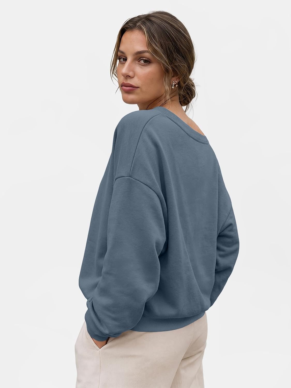 Detalle de Trendy Queen Off-Shoulder Sweatshirt in Cotton-Polyester Fleece