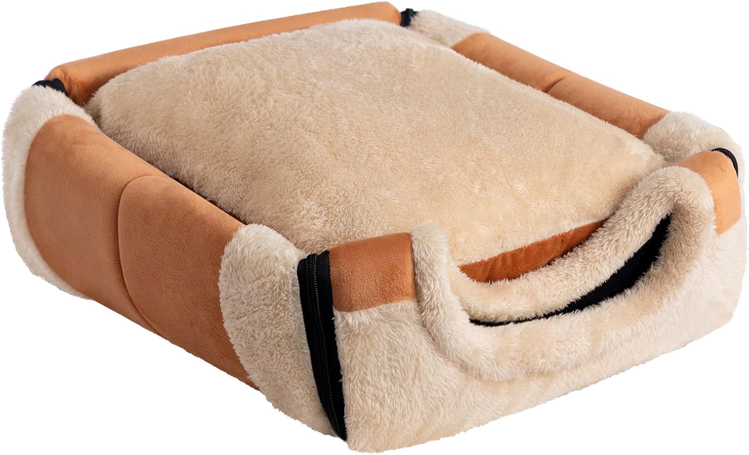 Thumbnail 4 de Hollypet Lit 2 en 1 pliable pour chat et petit chien en velours cristal orange-brun