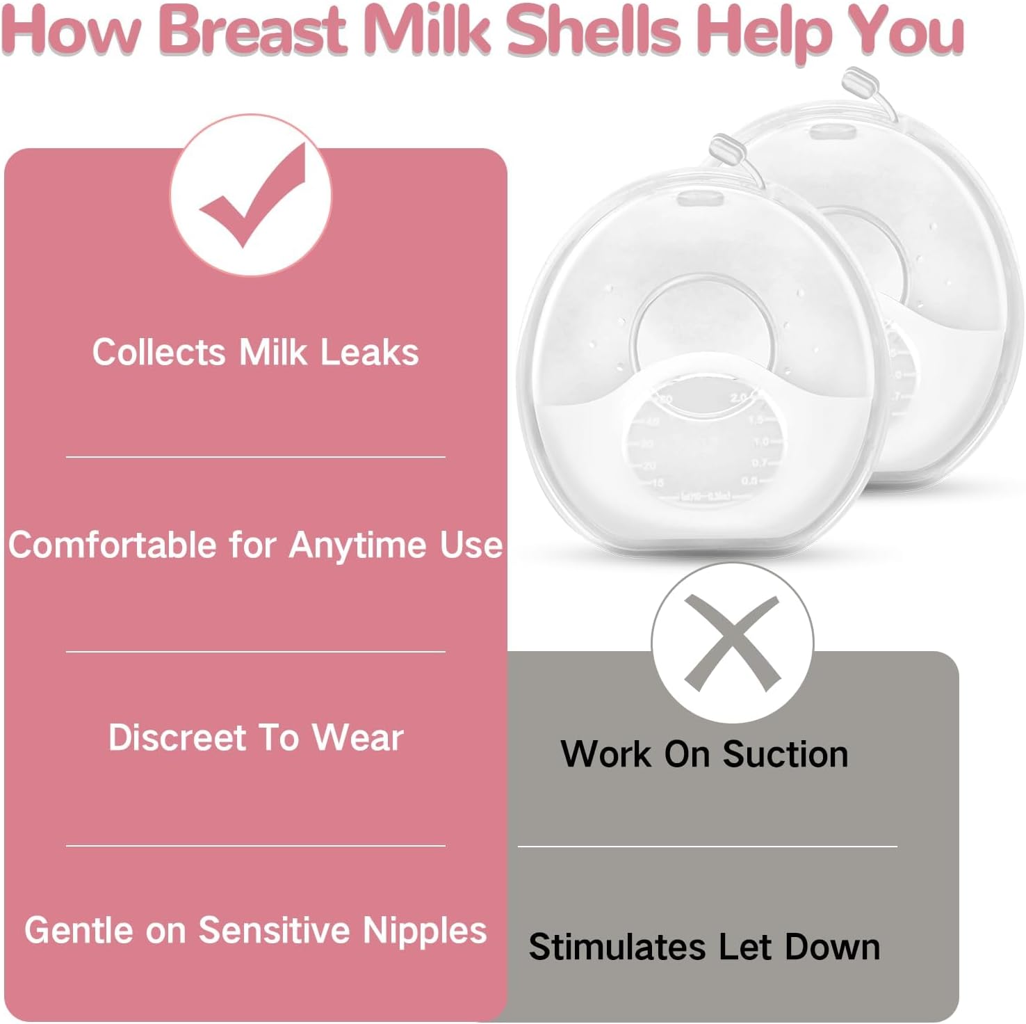 Detalle 2 de Qmibaby Breast Milk Collector (2 Pack) – 60ml BPA-free nursing cups with leak-proof shells