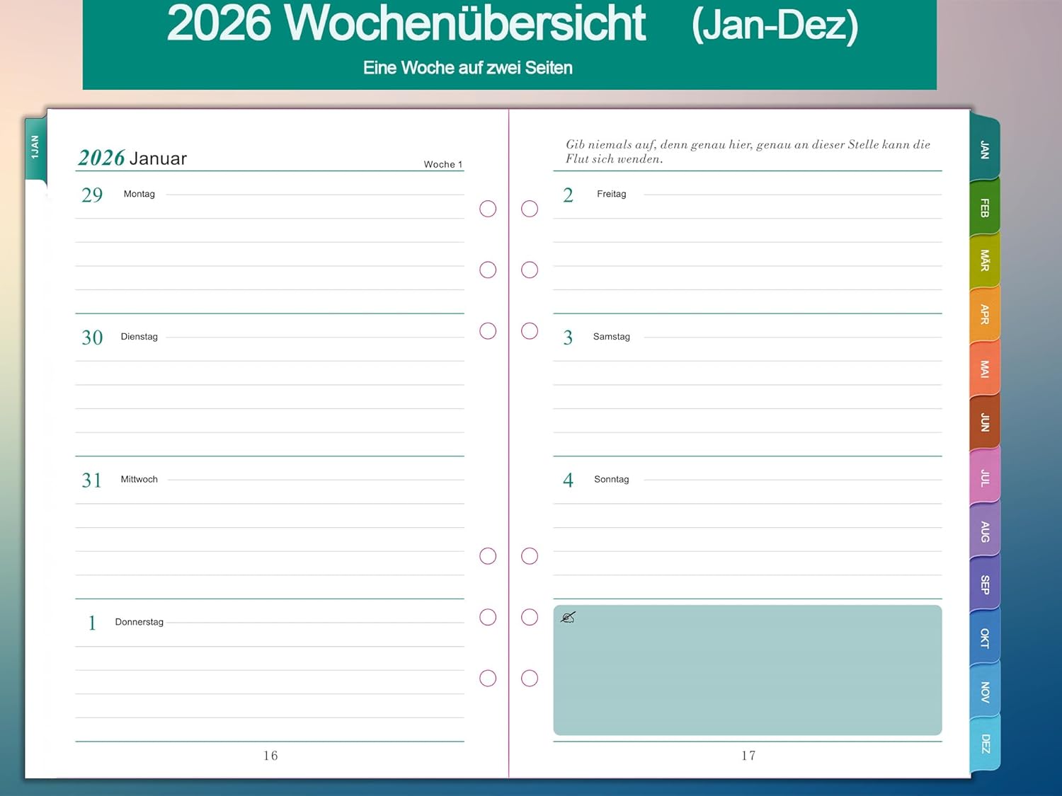 Thumbnail 3 de 2026 Wochenplaner Einlage A5 100g/m² 📒