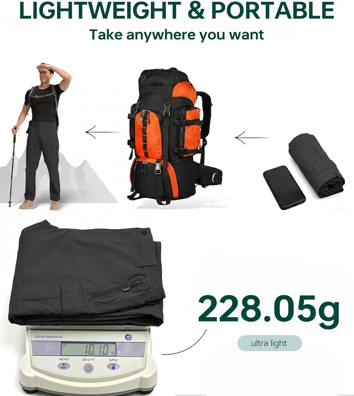 Thumbnail 6 de NATUVENIX Convertible Men's Hiking Pants, Quick-Dry Stretch with 6 Pockets