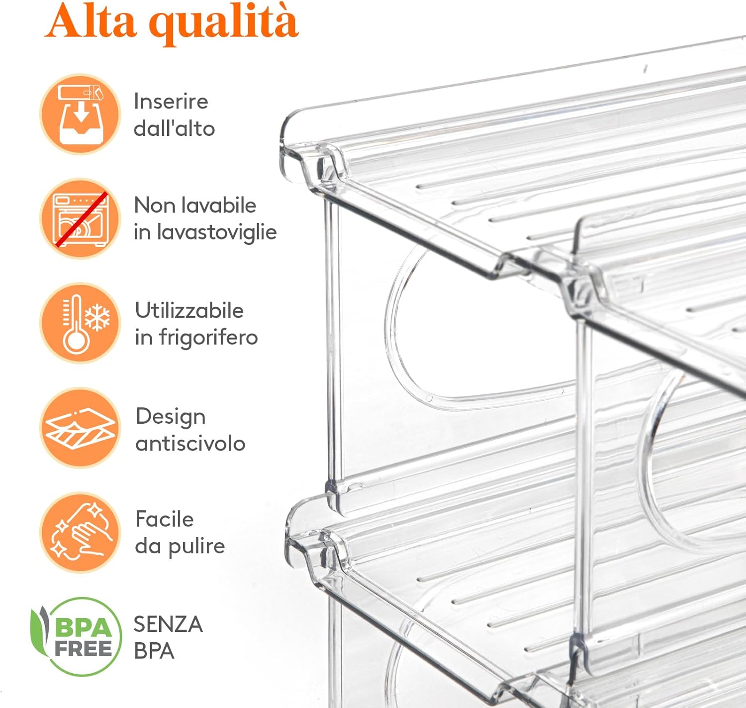 Detalle de Lifewit portabottiglie da frigo in plastica per 12 bottiglie, 3 livelli impilabili