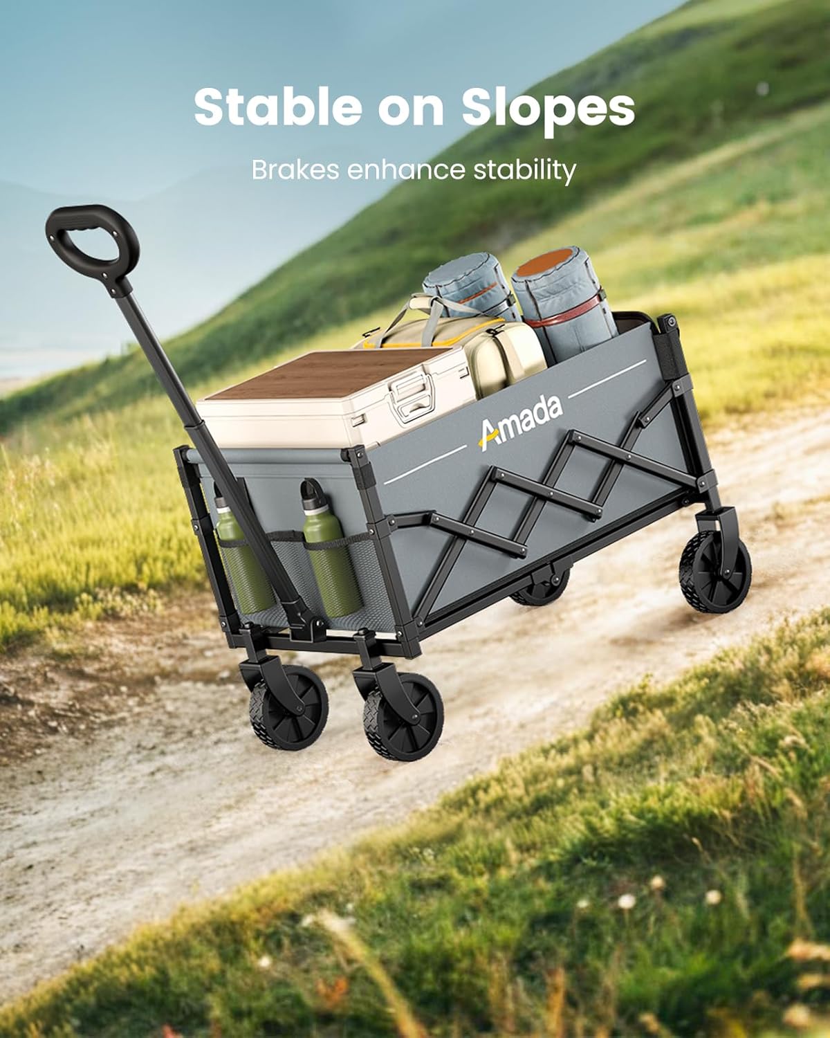 Thumbnail 2 de AMADA HOMEFURNISHING Chariot d'épicerie Pliable – 90 L, charge jusqu'à 163 kg, rangement extensible