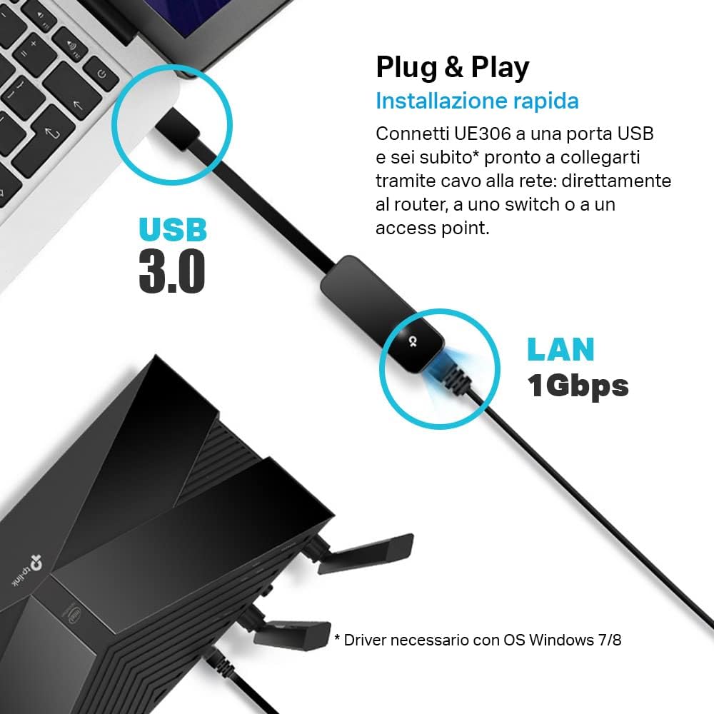 Thumbnail 5 de TP-Link UE306 Adattatore USB 3.0 a Ethernet Gigabit 📡
